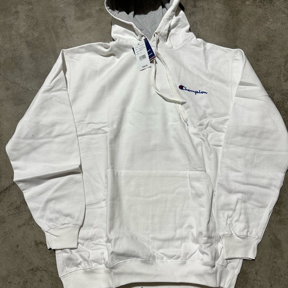 NWT champion men’s pullover hoodie white grey men’s - Picture 4 of 4